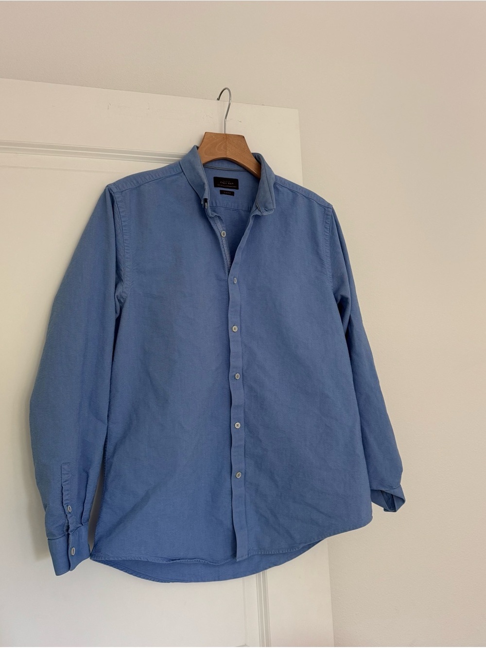 ZARA basic men’s blue cotton classic button down shirt top size small slim fit